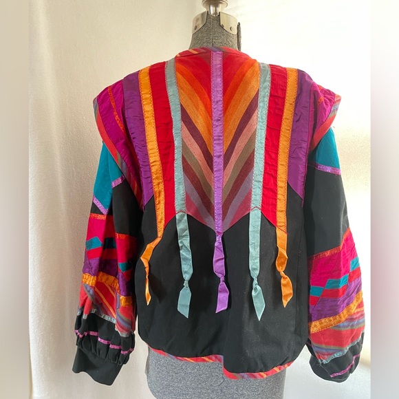 Vintage cotton/silk jacket with ribbon fringe - Picture 5 of 9